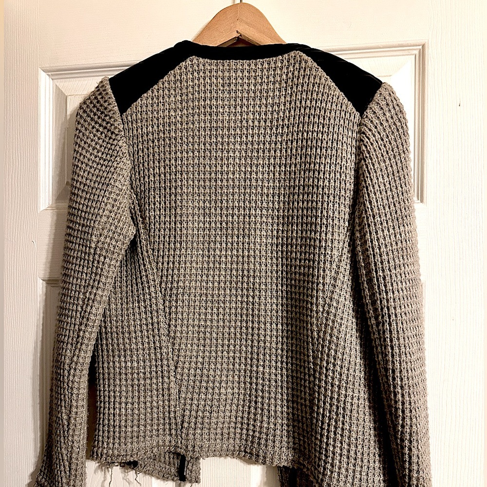 IRO Jacket (wool) Ceylona Leather Trimmed Gray & Black Knit Jacket S 36 - Picture 2 of 6
